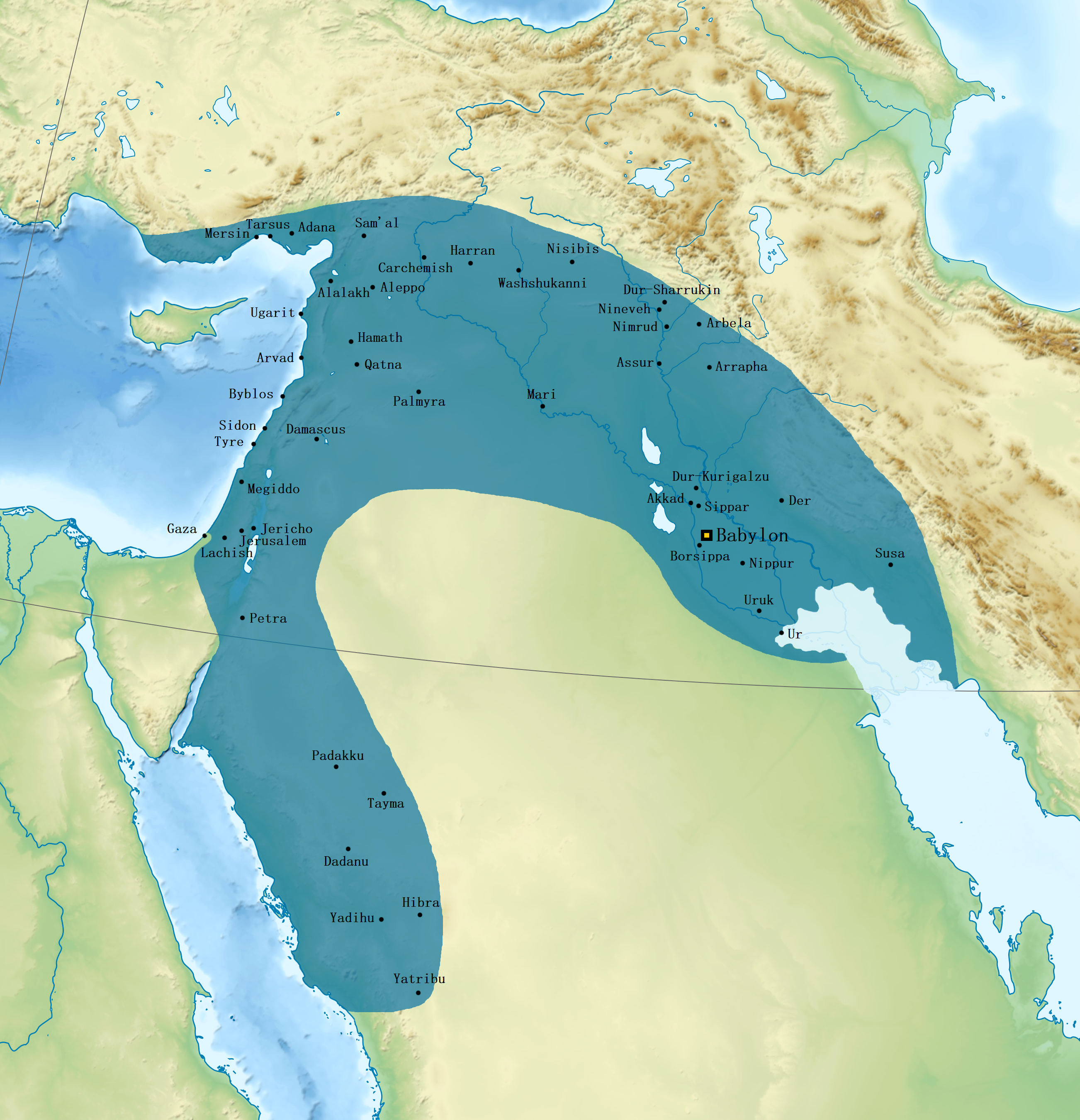 Map of the Neo-Babylonian Empire